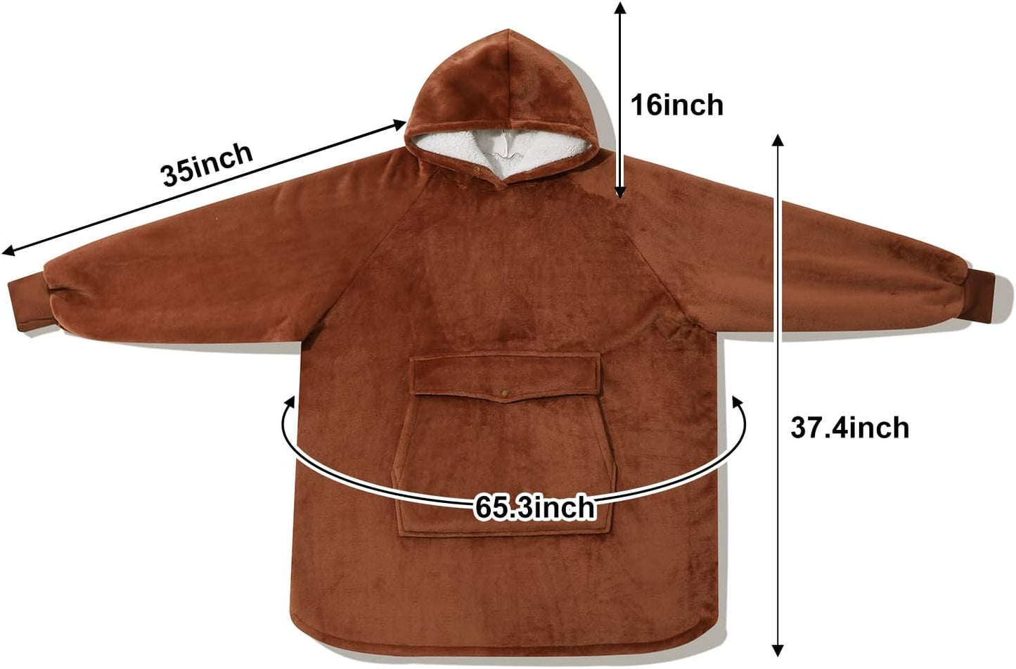 Krifey Wearable Blanket Hoodie, Oversized Sherpa Hooded Blanket for Adults | Soft sherpa fleece with sleeves and pocket; oversized fit for lounging, WFH, camping, Christmas and white elephant gifts.
