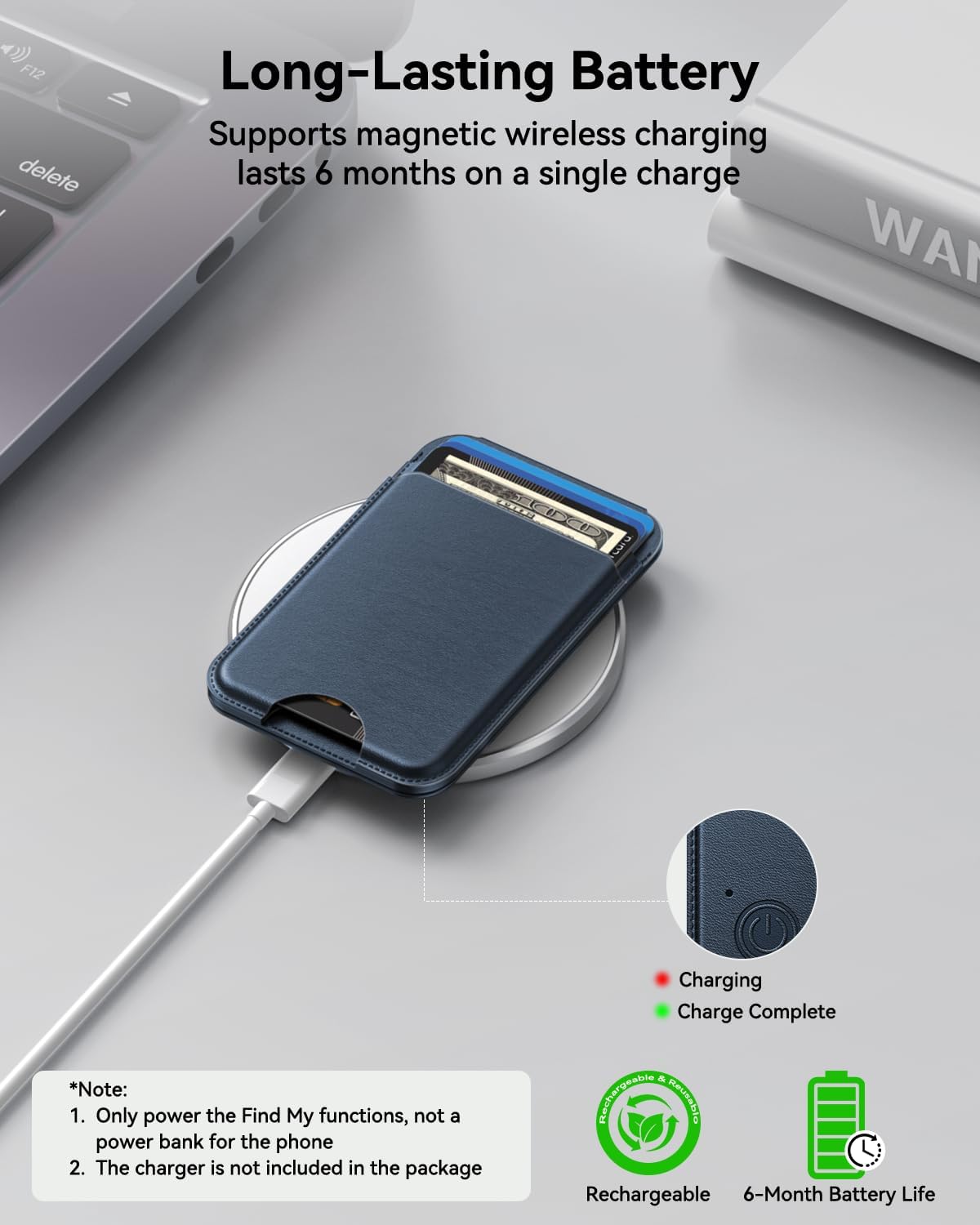 TWZKG for MagSafe Wallet, Works with Apple Find My,5 Card Holder with Stand