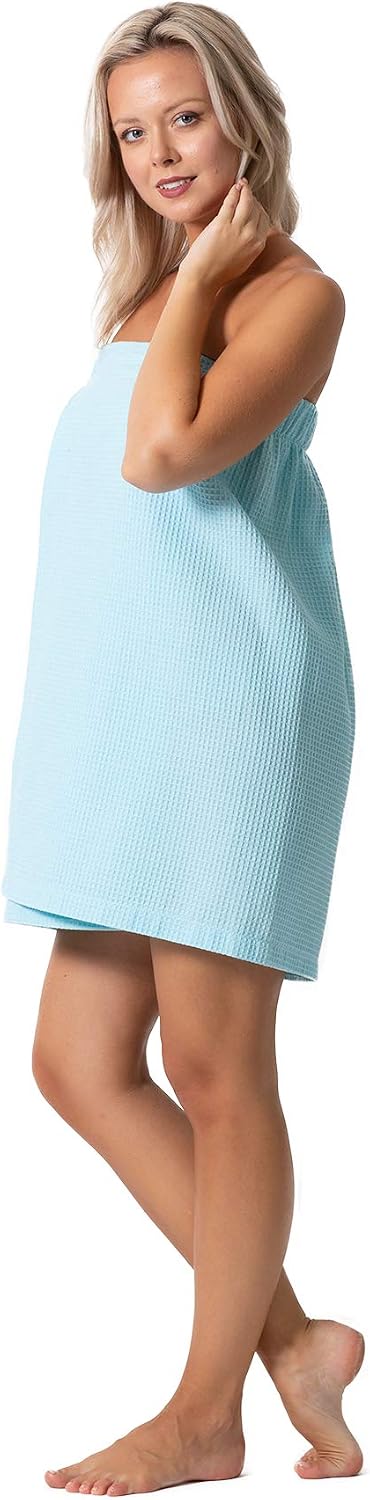 Turkish Linen Women’s Waffle Spa Body Wrap with Adjustable Closure