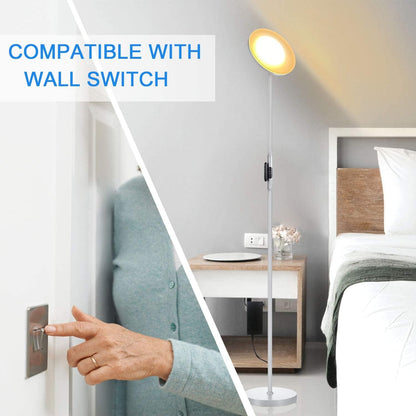 JOOFO LED Torchiere Floor Lamp with Remote, Stepless Dimmable Black
