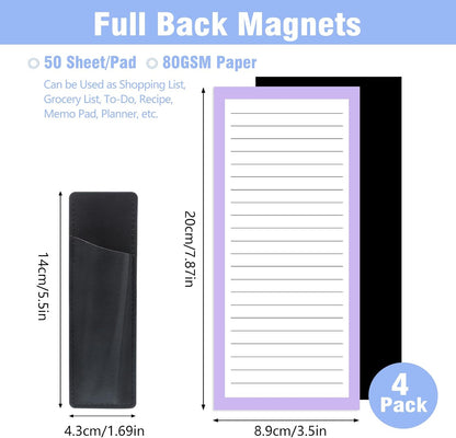 Thboxes 4 Pack Magnetic Note Pad for Fridge with Pen Holder, Totally 200 Sheets Grocery List Magnet Pad for Refrigerator Magnetic Shopping List Pad（Fruit Design）