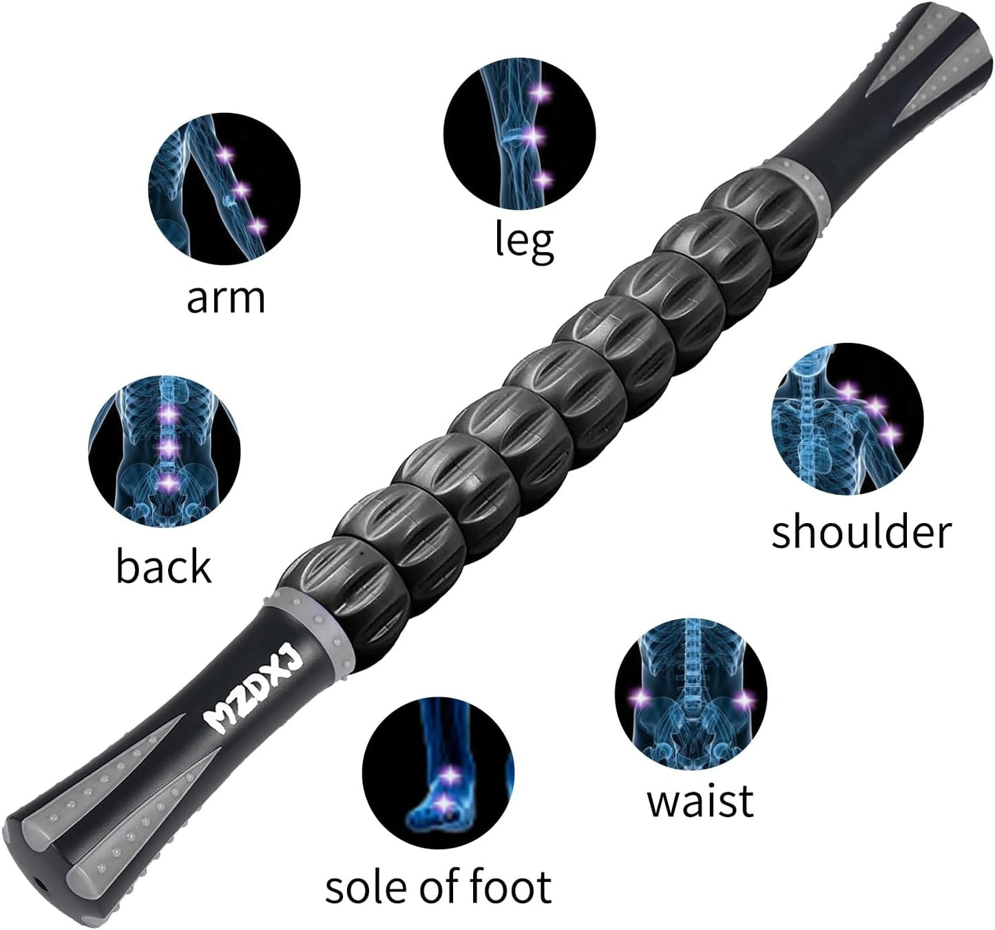 Muscle Roller Massage Roller Stick- Deep Tissue Fascia Blaster for Myofascial Pain Relief, Lymphatic Drainage & Body Sculpting, Handheld Physical Therapy & Recovery Tool (Pink black-18 inch)