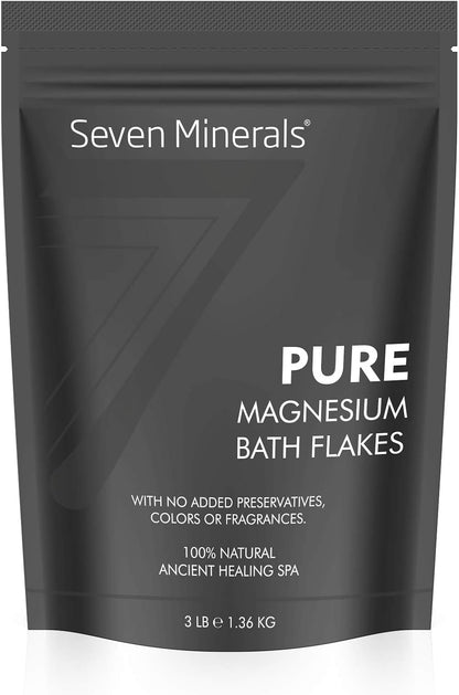 Seven Minerals Deep Relaxation Magnesium Chloride Flakes 3lb – Absorbs Better Than Epsom Salt - Unique Full Bath Soak Formula for Stress and Relaxing with Roman Chamomile & Clary Sage