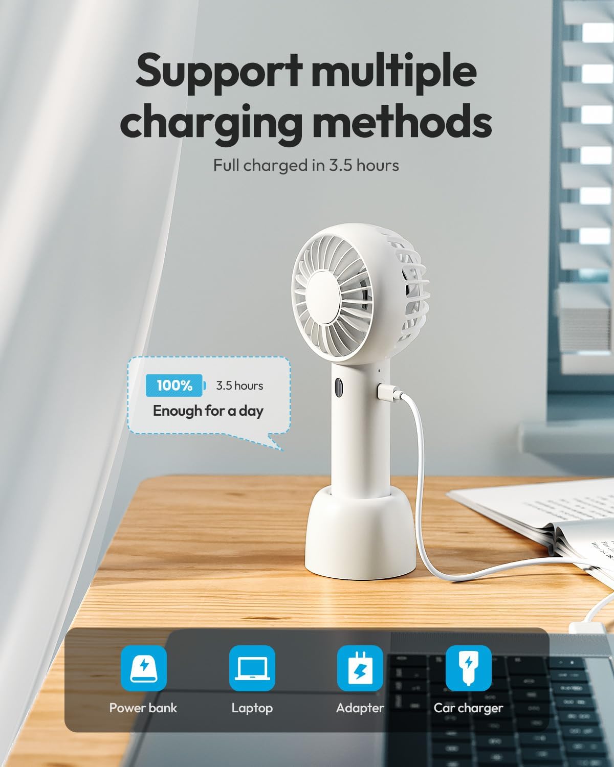 Gaiatop Mini Portable Fan, Small Personal Handheld Fan,Rechargeable