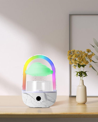 Aromatherapy Essential Oil Diffuser Rainbow Rain Cloud Humidifier Water Drip Mushroom Diffuser with Running Lights & Rain Sounds for Sleeping - Tabletop Water Fountain & Night Light