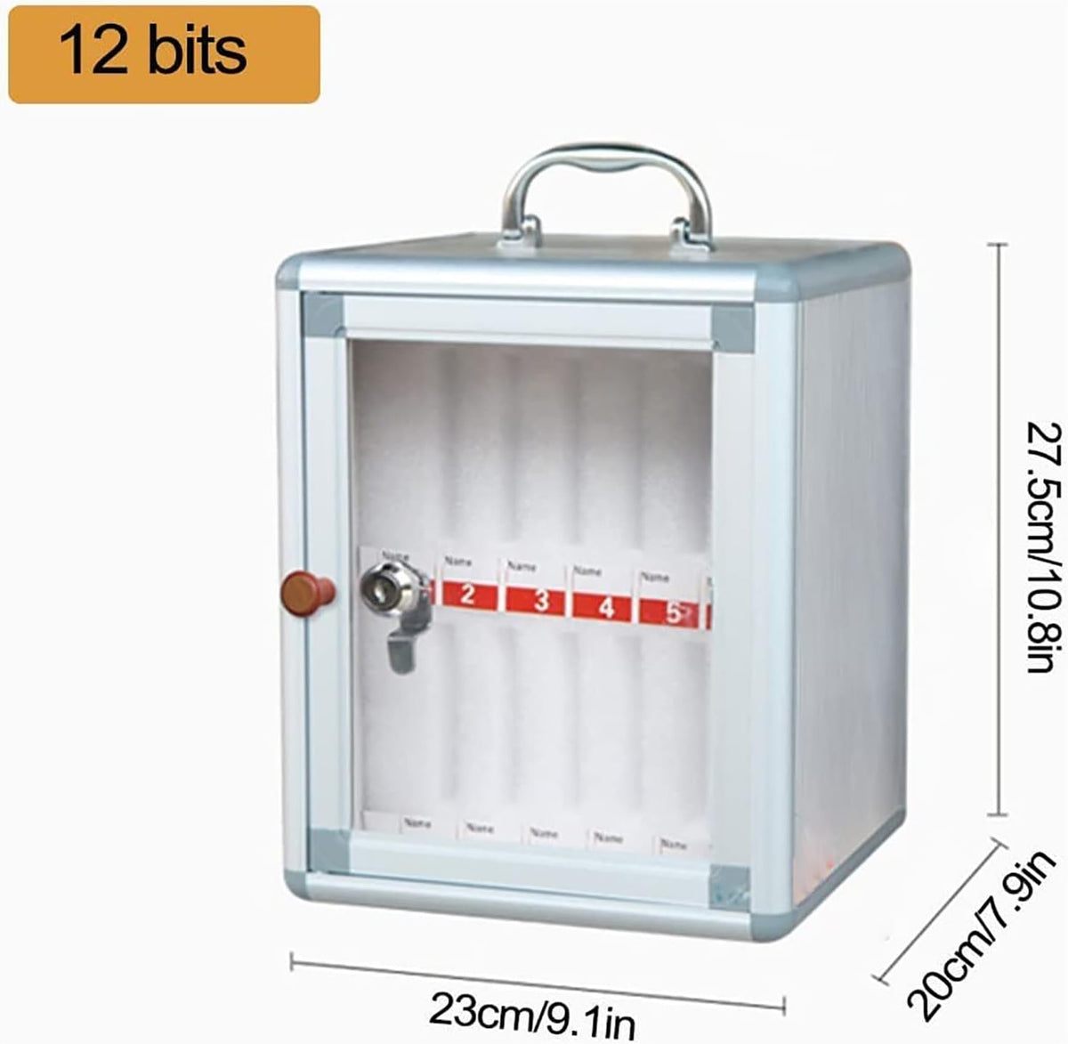 Aluminum Alloy Cell Phone Charging Station & Storage Cabinet - 6/12 Slot Locker with Handle for Classroom, Office, and Event Use - Clear Pocket Chart,12 Slots