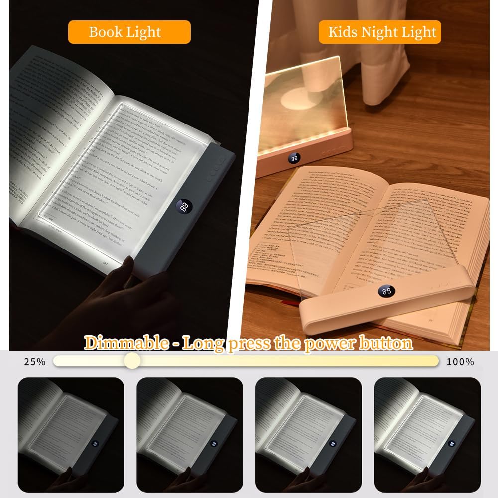 Book Light for Reading in Bed at Night Flat Reading Lights, White
