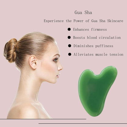 Gua Sha Jade Stone Gua Sha Massage Tool, Guasha Tool for Face and Body Skin Massage. Tools for SPA Acupuncture, Pink Stone for Body Face Neck and Eye, Skin Care Gift for Woman (Pink)