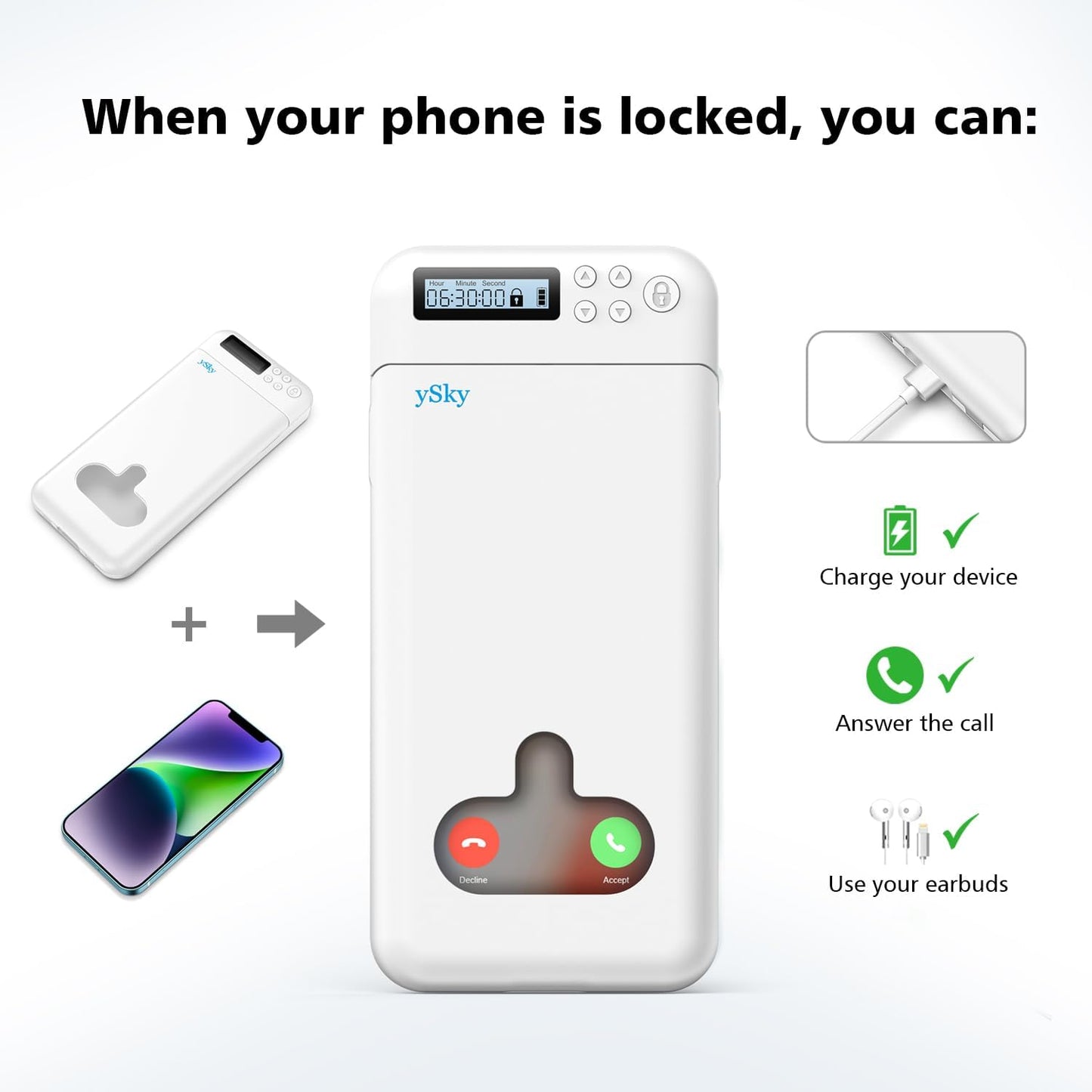 ySky Timed Lock Box, Portable Phone Locker with Self-Control Timer for iPhone, Android, Helping Kids, Students, Adults Focus Back, Mobile Phone Addiction Control (Green)