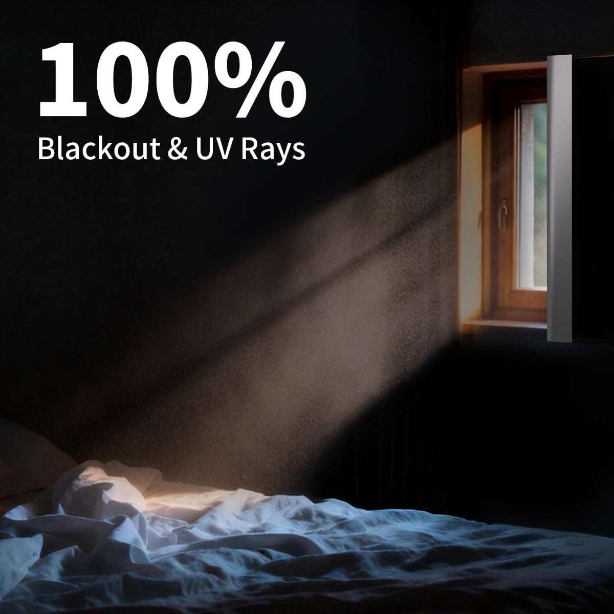 BKSAI 100% Blackout Curtains for Bedroom, Magnetic Portable Blackout Shades for Travel, Black Out Window Cover No Drill Cuttable for Bedroom, Nursery, Media Room, RV, 39x57 inch