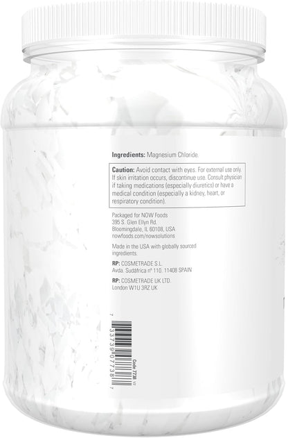 NOW Foods Solutions, Magnesium Flakes, 100% Pure, from the Ancient Seabed, Highly Concentrated, 54-Ounce