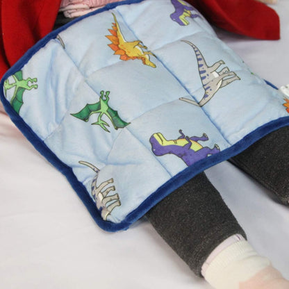 MAXTID Weighted Lap Pad for Kids 5 Pound Travel Size Mini Weighted Lap Blanket Blue Dinosaur 16"x22" for Kids Boys Sensory Gifts