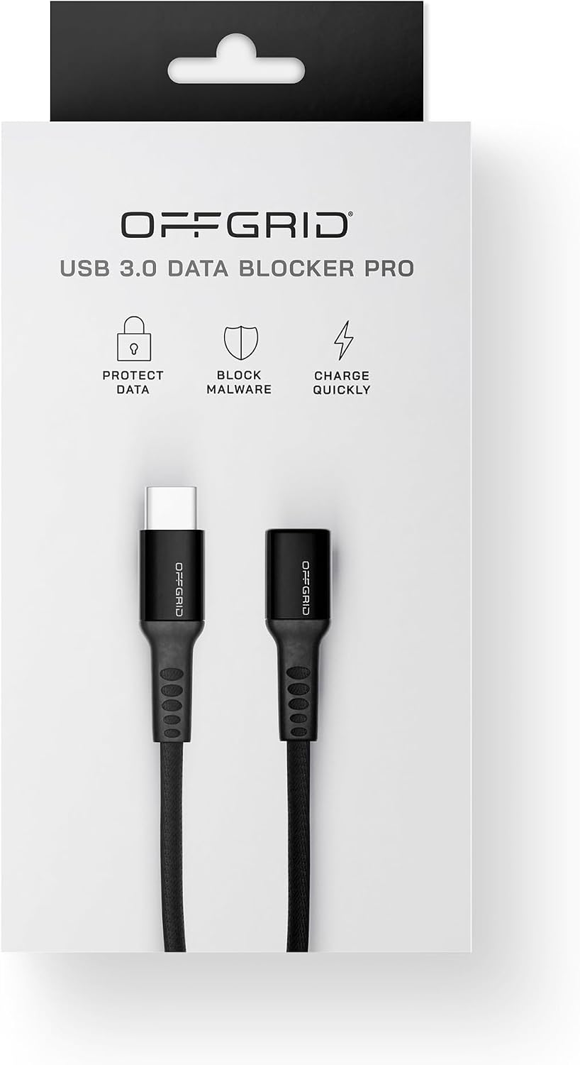 OFFGRID USB Data Blocker, USB C Data Protection Adapter, Black