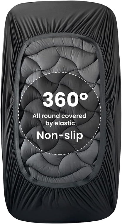 SLEEP ZONE Cooling Queen Mattress Topper, Premium Zoned Cool Mattress Pad Cover, Padded Mattress Protector Breathable Washable, Deep Pocket 8-21" (Grey, Queen)