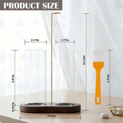 2 in 1 Anti-Ash Incense Holder for Sticks, Upside Down Hanging Incense Burner with Removable Glass Ash Catcher and Wooden Base, Modern Vertical Zen Decor for Home Office Yoga Meditation Room（Clear）