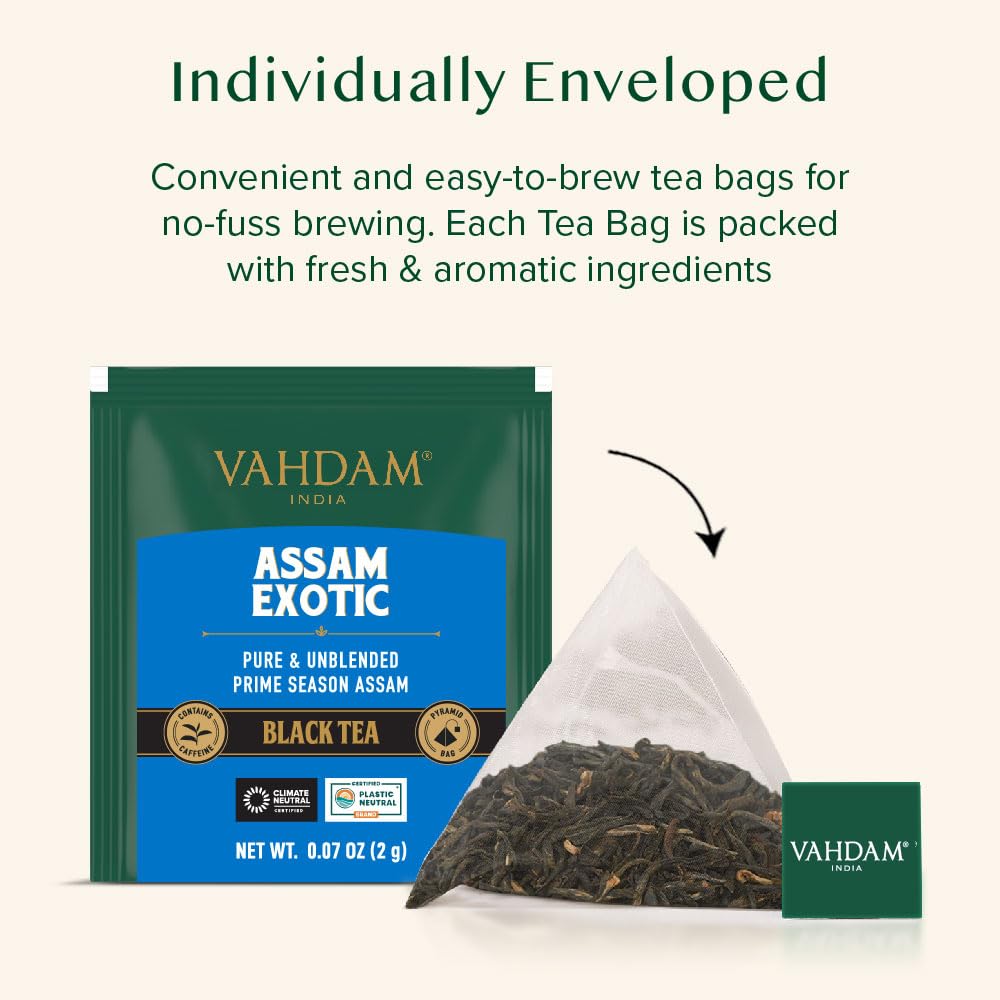 VAHDAM Organic Turmeric Ginger Herbal Tea Bags (100 Pyramid Tea Bags) Caffeine Free, Non GMO | 100% Pure Herbal Blend - Savory & Spicy, Plant-Based Teabags | Resealable Ziplock Pouch