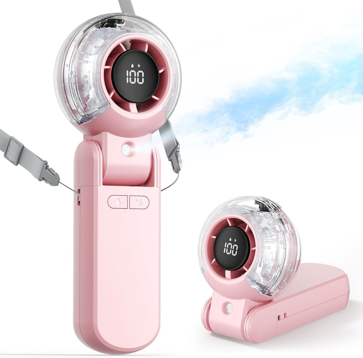 TriPole Misting Fan Portable Handheld Turbo Fan with Mist, Neck & Desk Use