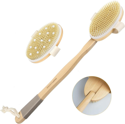 POPCHOSE Dry Brushing Body Brush, Back Scrubber for Shower Dual Heads