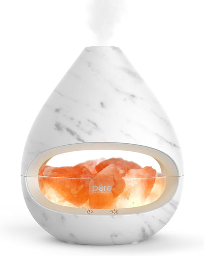 Pure Enrichment PureGlow Crystal - 2-in-1 Himalayan Salt Lamp & Ultrasonic Essential Oil Diffuser, Original Salt Therapy Lamp, 100% Pure Himalayan Salt, Ambient Glow, 160 mL 16-Hour Tank (White)
