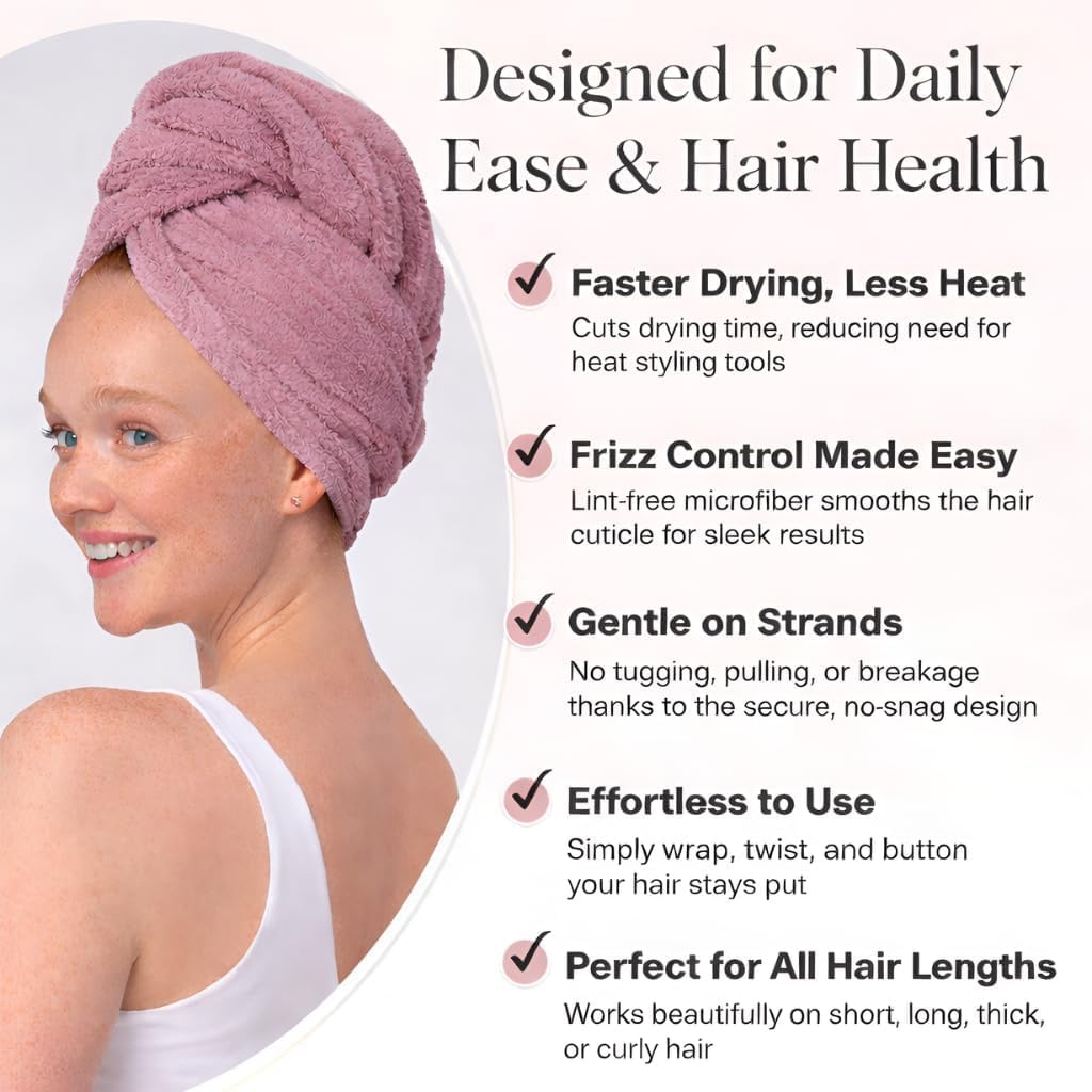 Luxury Microfiber Hair Towel Wrap for Women - Quick Dry, Super Absorbent Hair Turban, Soft & Lightweight Anti-Frizz Towel for Long, Thick & Curly Hair (Sage Green, 48" × 24")