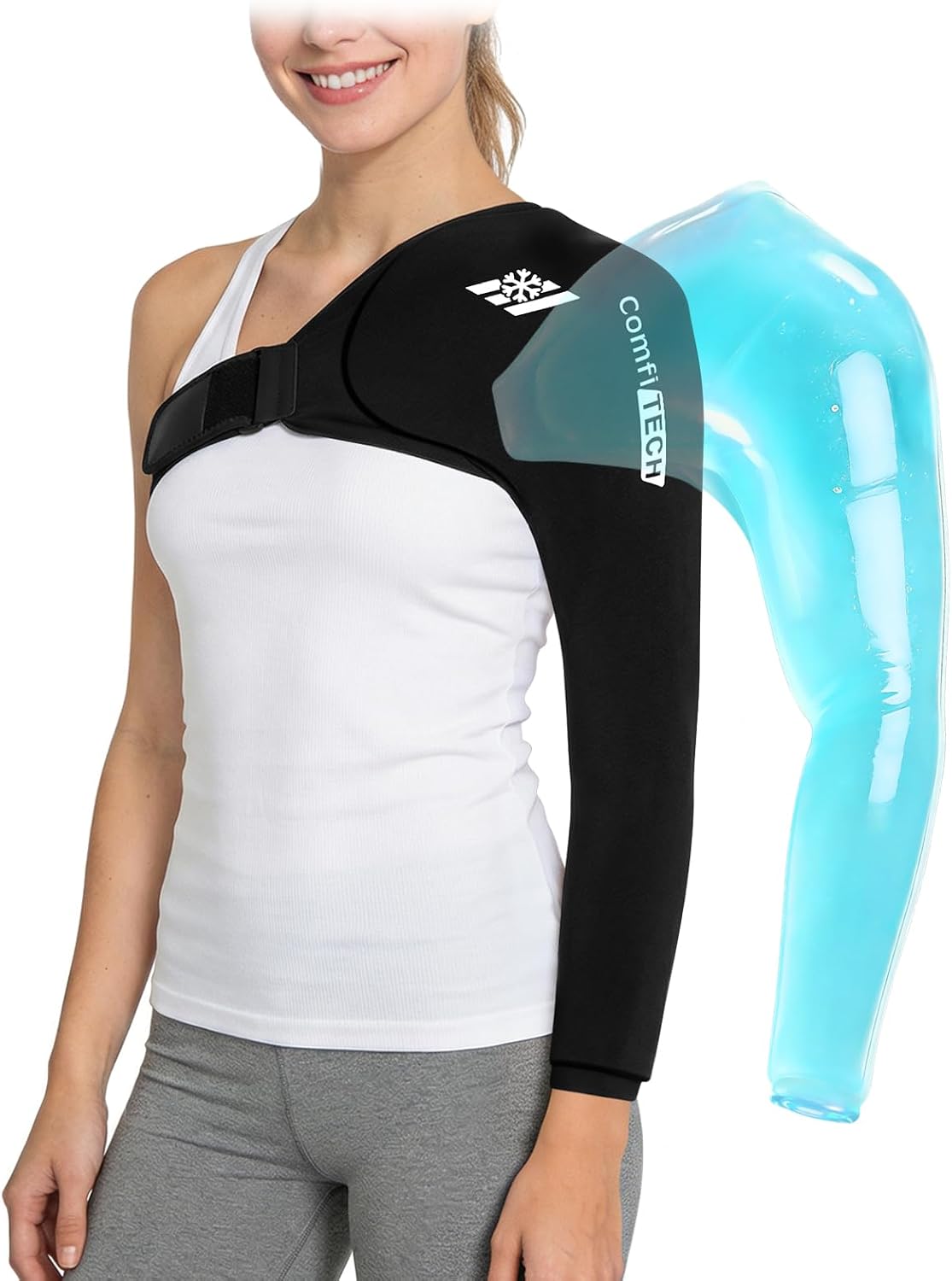 ComfiTECH Shoulder Arm Ice Pack Wrap for Pitchers & Volleyball Players, Reusable Ice Pack for Shoulder & Elbow & Arm Cooling, Adjustable Ice Arm Sleeve for Post-Training Recovery & Muscle Comfort, S