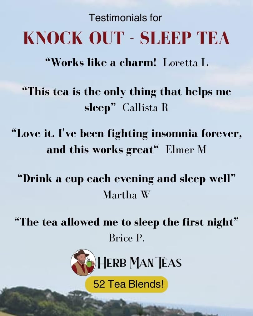 SLEEPING TEA – Knock-Out Blend with Valerian Root plus California Poppy and Hops for Deep Relaxation – Premium Organic Tea by Master Herbalist Khabir – Non-GMO, No Additives