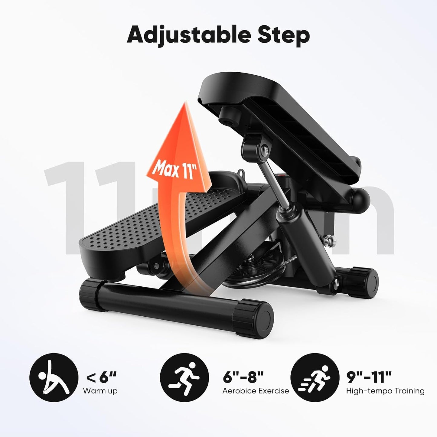 Sweetcrispy Mini Stair Steppers with Resistance Bands for Exercise at Home, Portable Exercise Twist Stepper Machine for Full Body Workout, 300LBS Capacity