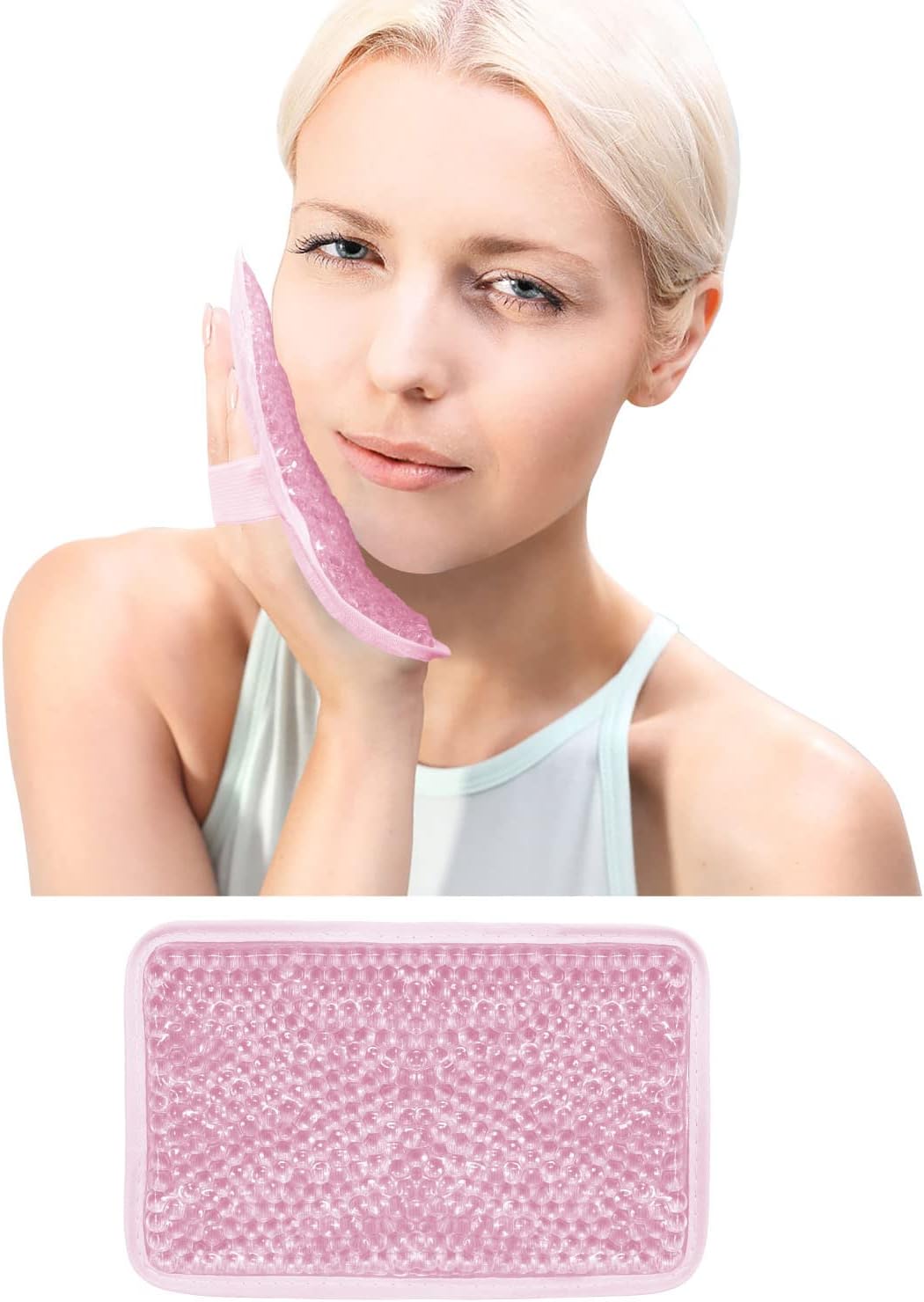 Gel Beads Ice Pack Ice Bag with Strap-1 Pack Reusable Hot & Cold Pack Compress for Knee, Shoulder, Foot, Back, Ankle, Neck, Hip, Elbow, Wisdom Tooth-7.76''x4.93''(Blue)