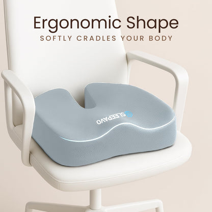 Sleepavo Office Chair Cushion - Seat Cushion for Tailbone Pain Relief - Butt Pillow for Coccyx, Sciatica, and Lower Back Pain - Orthopedic Chair Pad for Lumbar Support in Office Desk, Car, Airplane