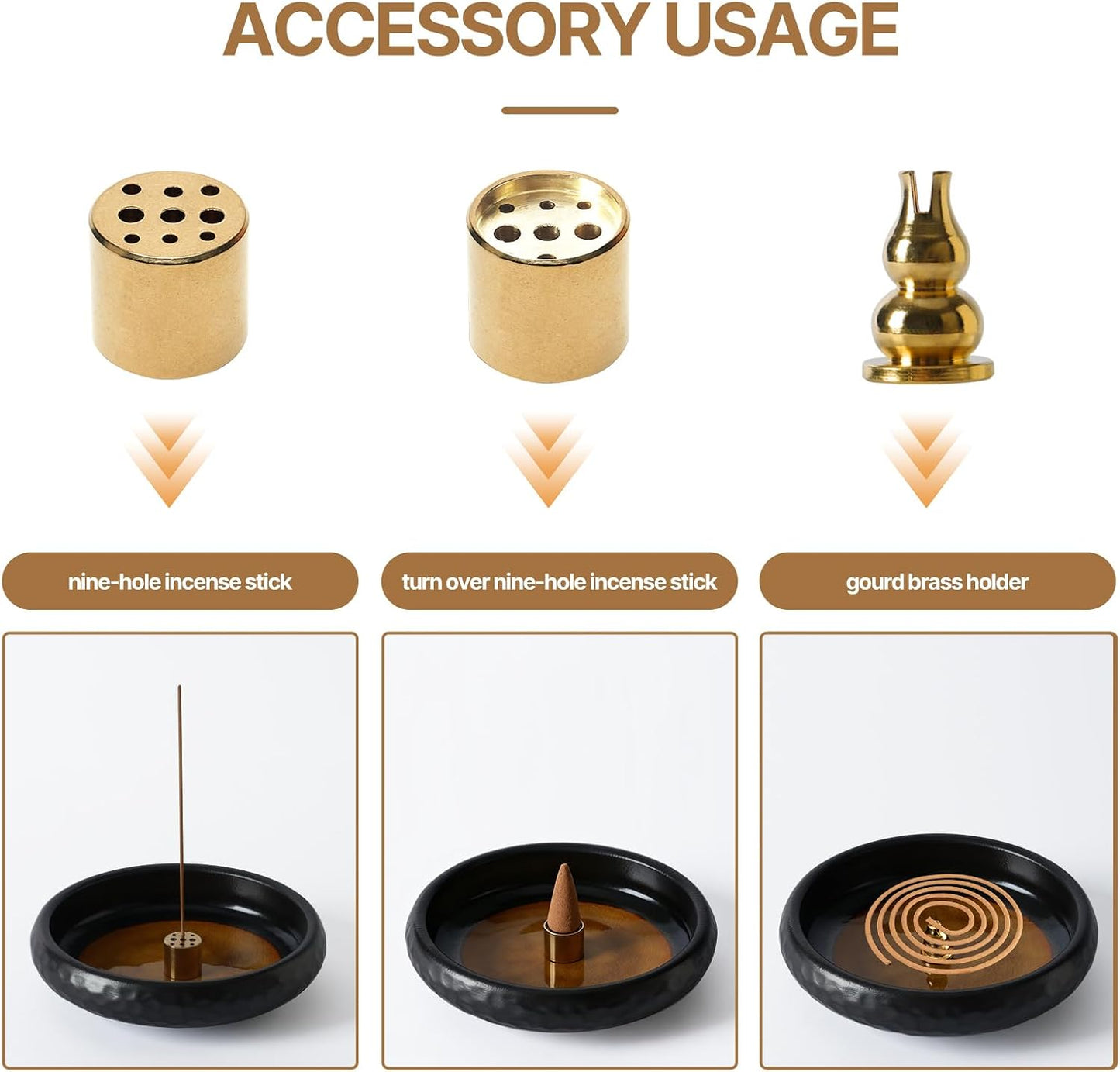 6 Inch Incense Holder with Ash Catcher,Handmade Crack Blue Glaze Ceramic Incense Burner Bowl with 9-Hole Design for Sticks,Cones,Coils Sage,Palo Santo - Perfect for Meditation,Yoga & Zen Home Décor