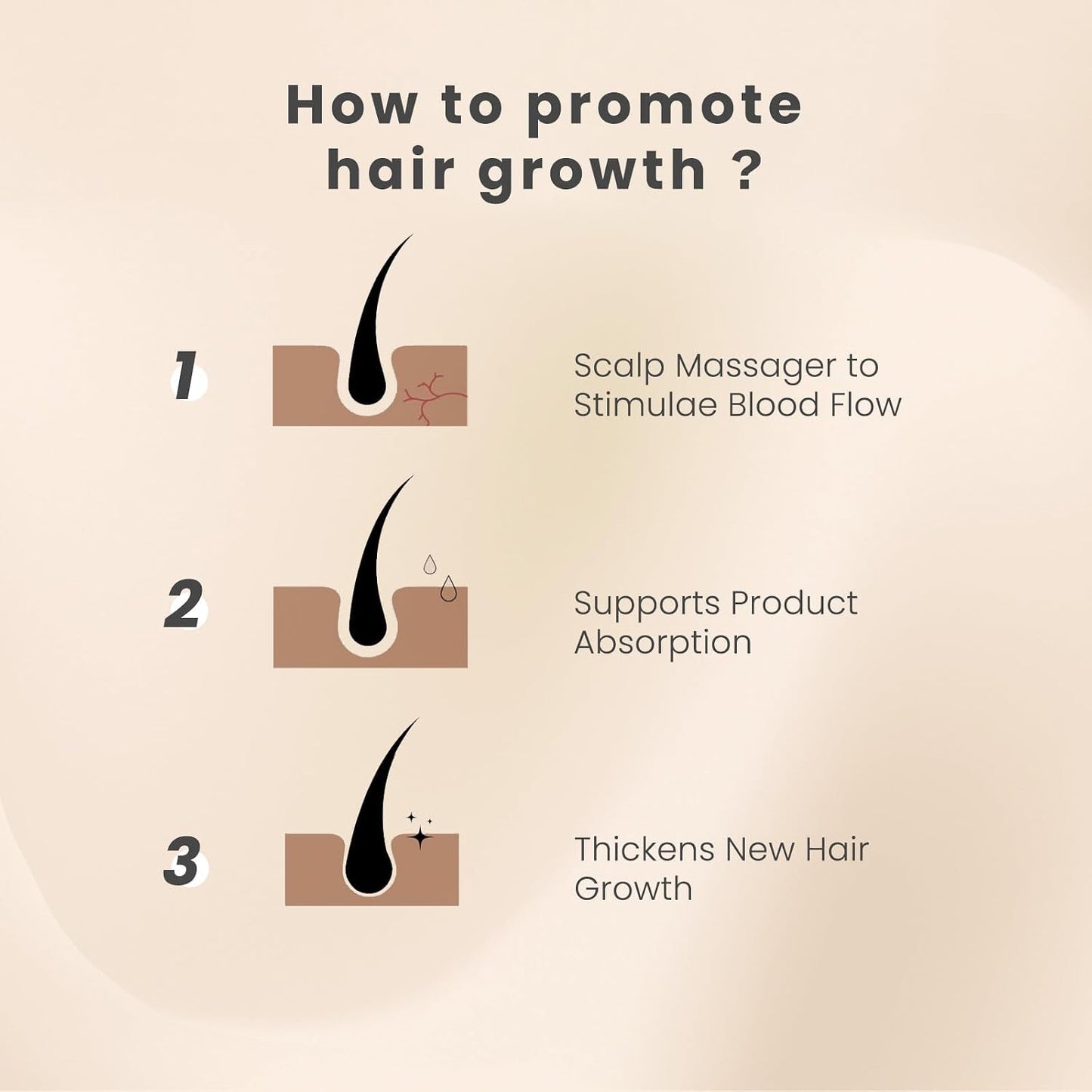 AIMIKE Scalp Massager Shampoo Brush, Soft Silicone Scalp Scrubber, Scalp Brush/Exfoliator for Washing Hair Dandruff, Scalp Massager Hair Growth Stimulator, Wet Dry Scalp Hair Scrubber - Oatmeal