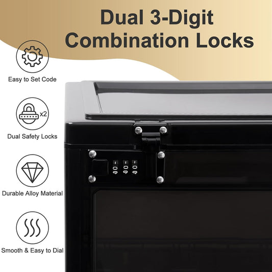 Lalifebuss Large Lock Box for Personal Items, 24 Litre Combination Lockable Storage Box for Office Locker/School/Medicine/Snacks/Phone Jail/Electronic/Home