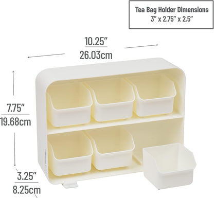 Mind Reader Tea Bag Organizer, Tea Station Organizer, Countertop Storage, Kitchen, Plastic, 10.25"L x 3.25"W x 7.75"H, Black