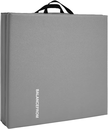 BalanceFrom 6x2 Feet 3-Panel Folding Gymnastics Mat – 2-Inch Thick Pad with Vinyl Surface and Carrying Handles for Tumbling, Yoga, Pilates, Home Workouts, and Martial Arts
