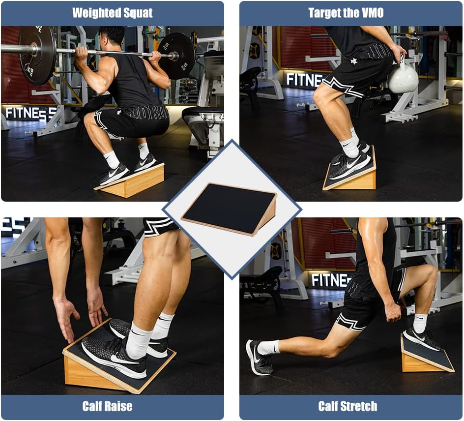 StrongTek Slant Board for Squats & Knee Training, Heavy-Duty Incline Board with Non-Slip Surface, Fixed 25° Wooden Stretch Board, 1000 Lbs Capacity
