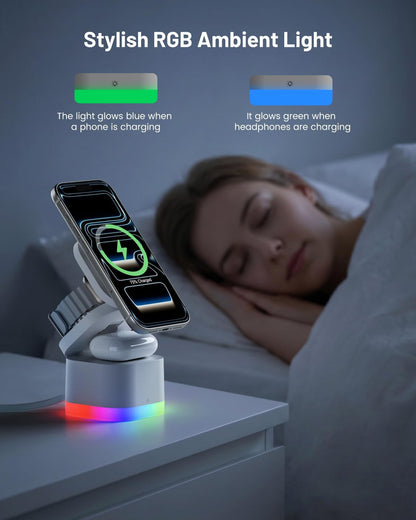 3-in-1 Magnetic Wireless Charging Station, Foldable Charger Stand