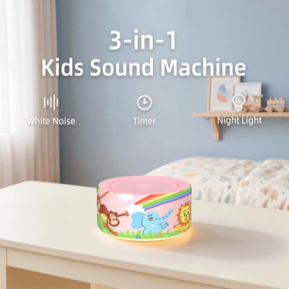 Kipcush White Noise Machine for Baby & Adults, 30 Soothing Sounds, Soft Non-Glare Nursery Lamp, 8 Color Night Lights, Memory Function (Angel V1 White, Standard)