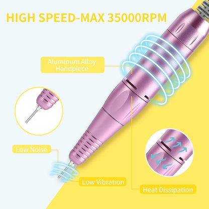 MOCOWIND Portable Nail Drill Professional 35000 RPM, Electric Nail E File