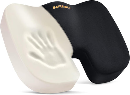 SAIREIDER Seat Cushions for Office Chairs, Memory Foam Coccyx Cushion Pads for Tailbone Pain, Sciatica Relief Pillow, Car Seat Cushion, Correct Sitting Posture (Grey)