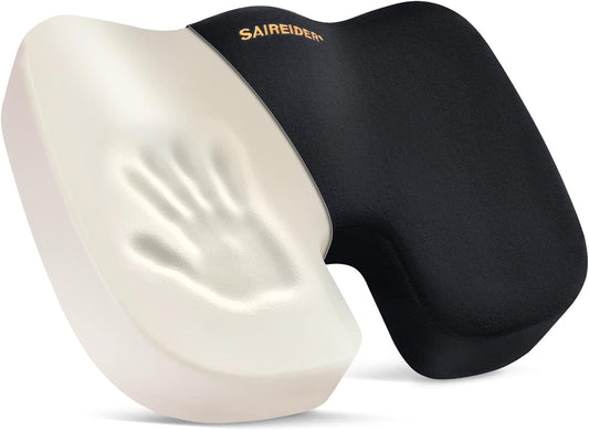 SAIREIDER Seat Cushions for Office Chairs, Memory Foam Coccyx Cushion Pads for Tailbone Pain, Sciatica Relief Pillow, Car Seat Cushion, Correct Sitting Posture (Grey)