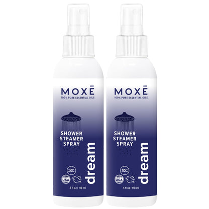 MOXĒ Eucalyptus Oil Shower Mist, Spa Steam Spray, Certified Natural 100% Essential Oils, Made in USA, Aromatherapy, Sinus Congestion Relief, Tension Relief, 4 Ounces