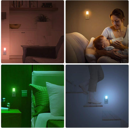 L LOHAS LED Amber Night Light, Dimmable Plug in Yellow Night Light with Dusk to Dawn Sensor, Kids Night Lights for Bedroom, 5-80LM Suit for Nursery, Hallway, Stairway,Bedroom, Bathroom, 2Pack