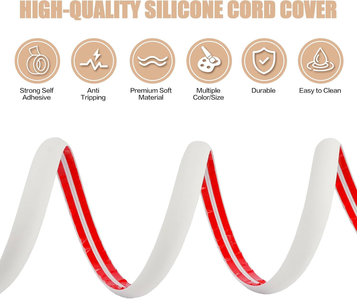 Floor Cord Cover Self Adhesive Cord Hider,10FT Cable Management, Extension Strip Protector for Wires, Prevent Cable Trips for Offices, Gyms, Exhibitions Cavity 0.39"(W) x 0.27"(H) BrownWood