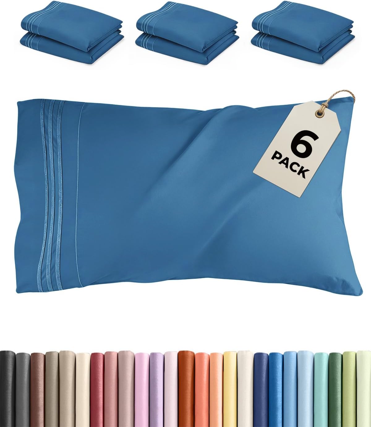 Standard Pillow Cases Set of 10 - Ultra Soft Hotel Quality Pillowcase Covers - Comfy, Cozy & Wrinkle Free - Shrink, Stain and Fade Resistant - Machine Washable Pillow Protectors - 10 Pcs Set - White - Colors B