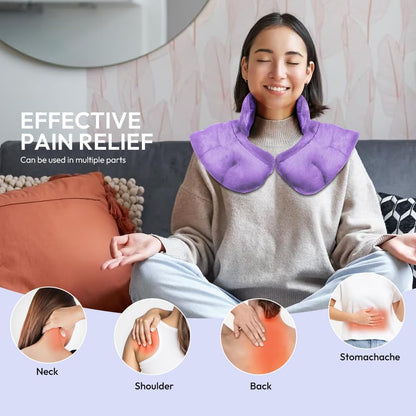 Microwavable Heat Pad for Neck and Shoulders, Weighted Microwave Moist Heating Wrap for Pain Relief Sore Muscle Stress Tension, Heated Wrap with Aromatherapy, Hot & Cold Compress, Grey