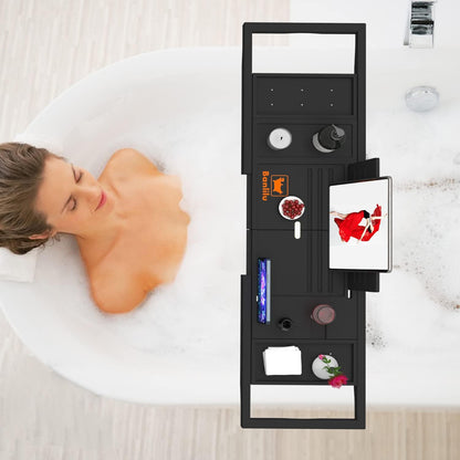 Premium Bamboo Bathtub Tray Caddy - Bath Tub Tray Table for Bathtub - Bath Caddy Tray for Bathtub, Expandable Size, Fits Most Bath Tubs