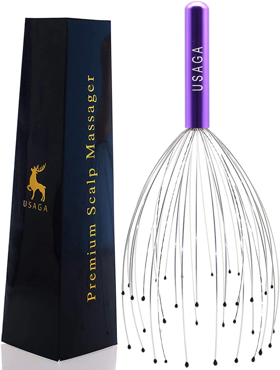 USAGA 36 Fingers Head Massager Scalp Massager Head Scratcher, Stocking Stuffers Gift for Scalp Body Relaxing (Black)