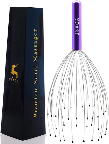 USAGA 36 Fingers Head Massager Scalp Massager Head Scratcher, Stocking Stuffers Gift for Scalp Body Relaxing (Black)