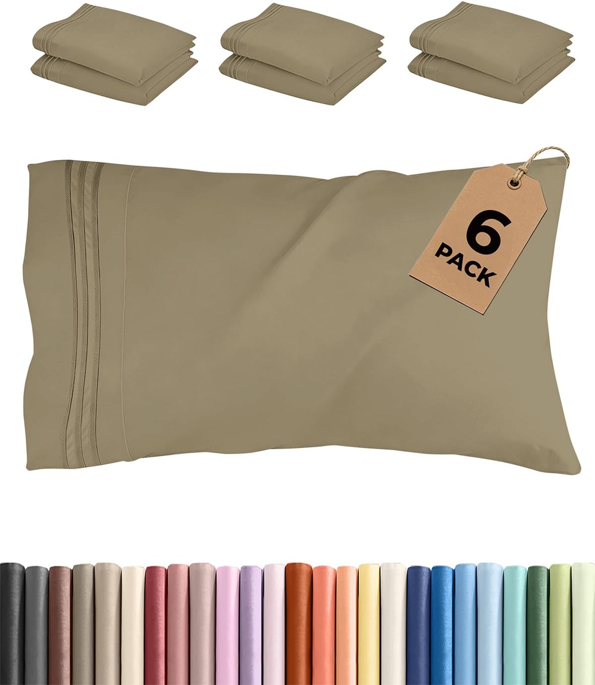 Standard Pillow Cases Set of 10 - Ultra Soft Hotel Quality Pillowcase Covers - Comfy, Cozy & Wrinkle Free - Shrink, Stain and Fade Resistant - Machine Washable Pillow Protectors - 10 Pcs Set - White - Colors B