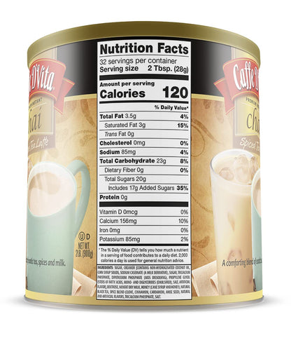 Caffe D'Vita Spiced Chai Latte Mix - Chai Tea Latte Powder Mix - 1 Lb Can